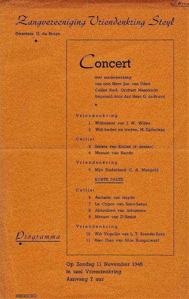 1945 Programma concert Vriendenkring 1945 Programma concert Vriendenkring